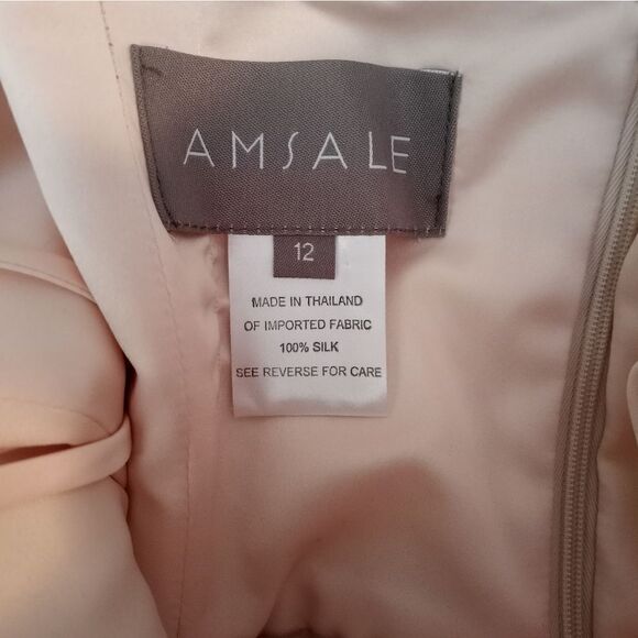 Amsale 12 Dusty Pink Party/Coctail 100% Silk Chiffon Lined Formal Mini Dress - Picture 2 of 10